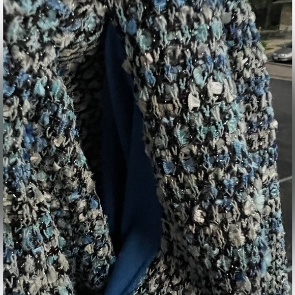 🆕 Taylor Ocean Blue Tweed Mini Dress Petite 12P Party Cocktail Wedding Guest - Picture 7 of 12